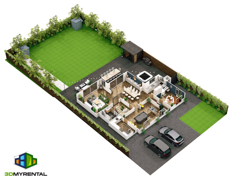 3D rendering with furnishings plus exterior