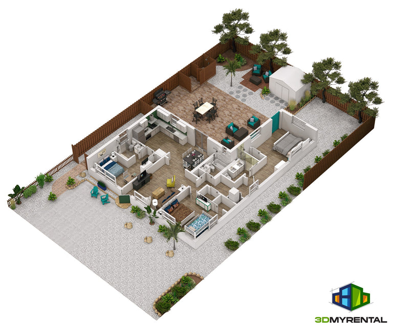 3D rendering with furnishings plus exterior